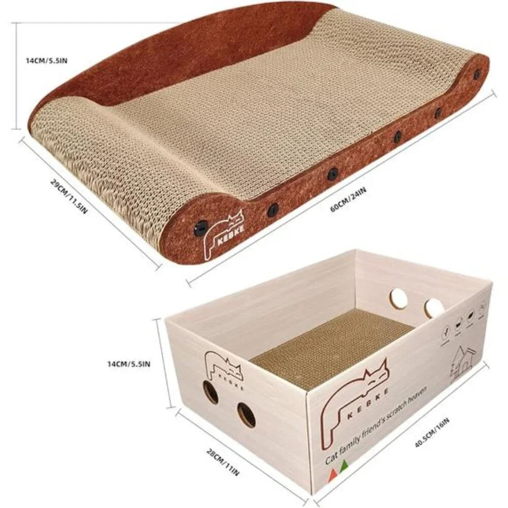Cat Scratcher Set Sofa Bed Lounge Box Indoor Scratch Pad Furniture Protector